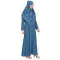 Simple abaya with a matching Instant Hijab- French Blue Simple abaya with a matching Instant Hijab- French Blue